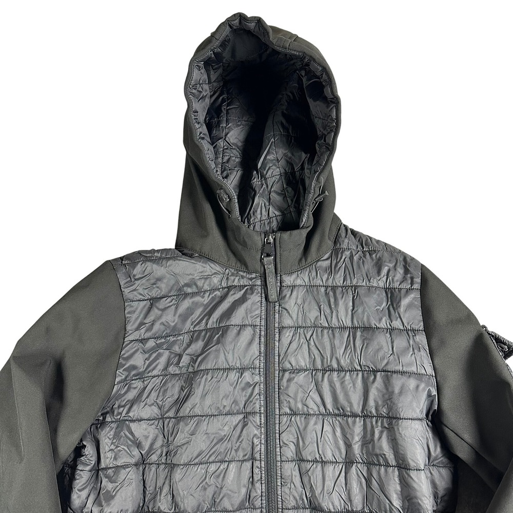 Lauren Ralph Lauren Women's Black Quilted‎ Hybrid Zip Up Hooded Jacket Size L